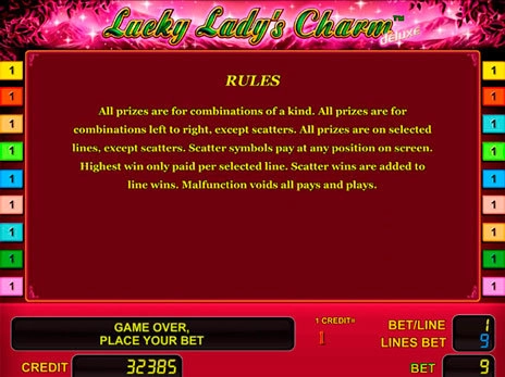 casino screen of symbols
